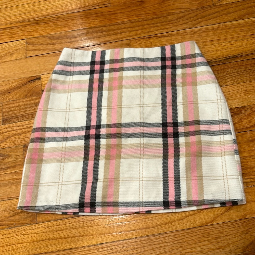 Blue rain plaid skirt